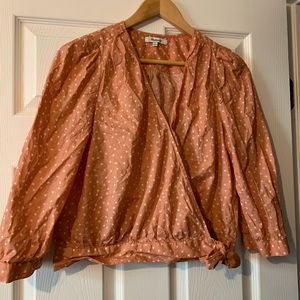 Madewell coral wrap top with star pattern medium